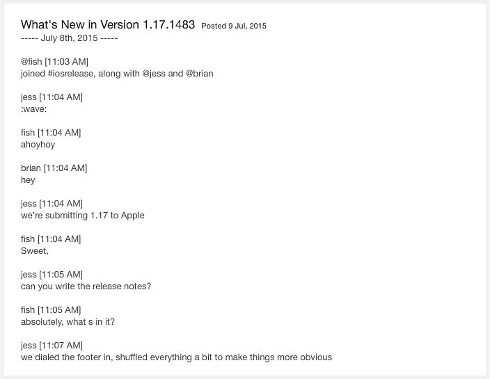 Medium app update is displaying Slack communication.
