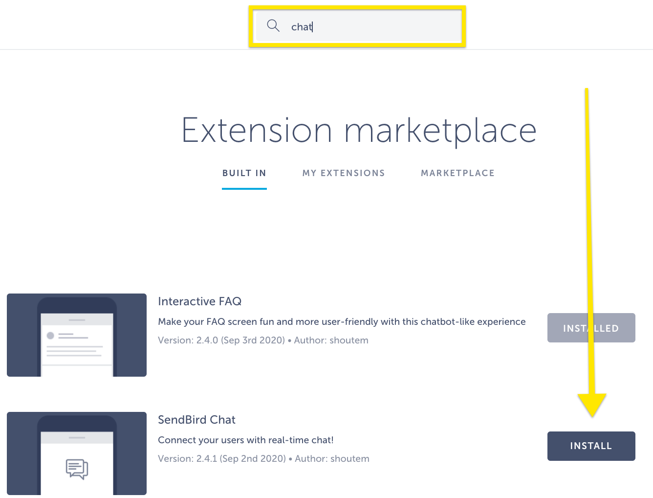 SendBird Chat installation