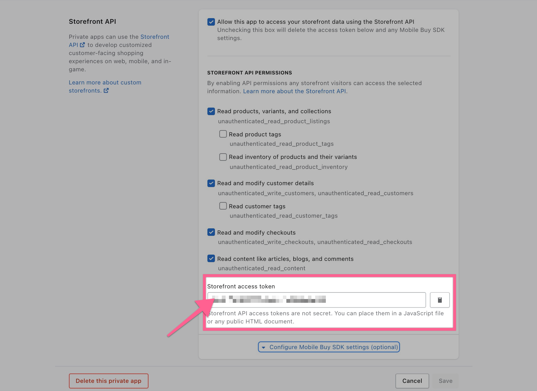 storefront access token